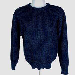 Todays News Sweater Men Size L  Navy Blue Long Sleeves Crew Neckline